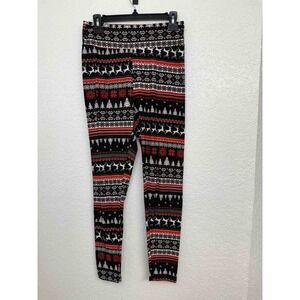 No Boundaries Christmas Holiday Leggings Reindeer Snowflake‎ L/G (11-13)